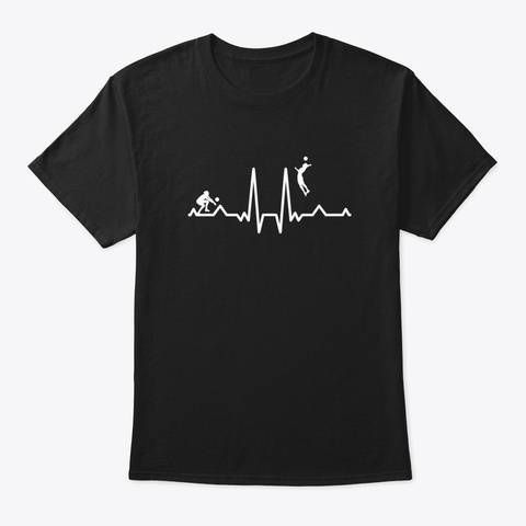 Volleyball Heartbeat Gift For Volleyball Black Kaos Front
