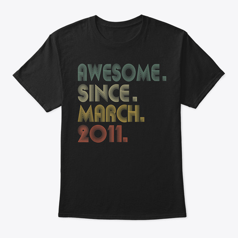 8 Th Birthday Gifts Tshirt Vintage Awesom Black T-Shirt Front