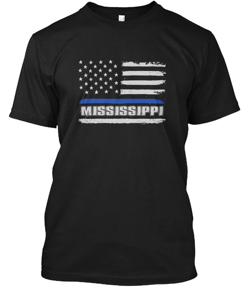 Usa  Mississippi  Black T-Shirt Front