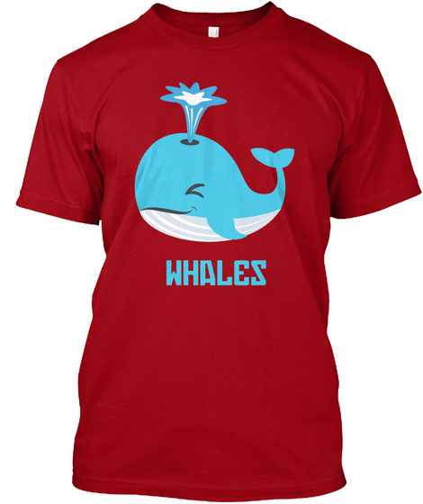 Whales Deep Red T-Shirt Front