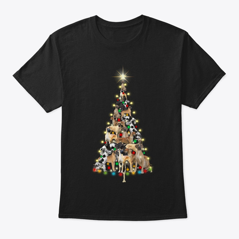 Great Dane Christmas Black T-Shirt Front