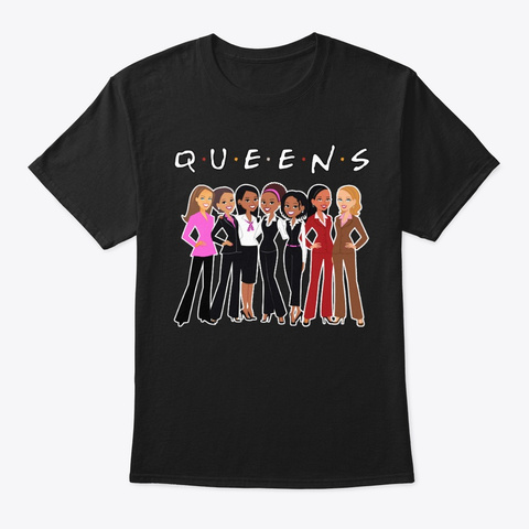 Queens African American Black Women Black T-Shirt Front