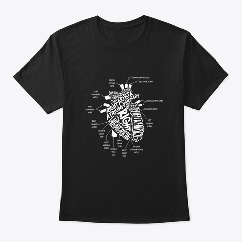 Anatomical Hear Cardiac Nurse Black T-Shirt Front