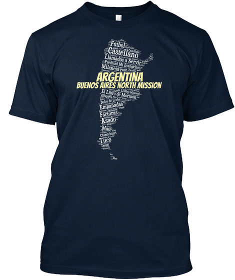 Futbol Castellano Argentina Buenos Aires North Mission New Navy T-Shirt Front