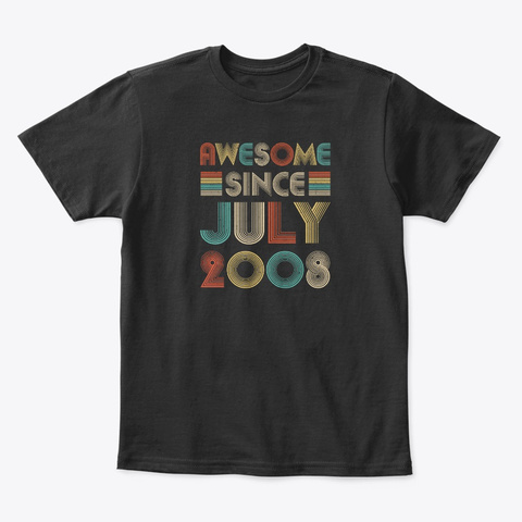 Awesome Since July 2008 Vintage 12th Black T-Shirt Front