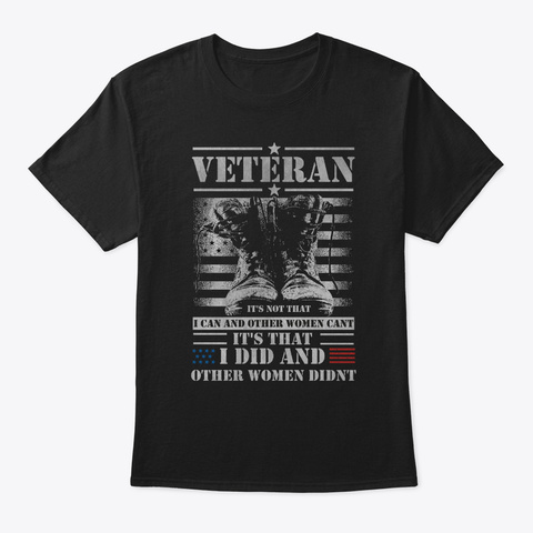Female Veteran Military T Shirt Tee Gift Black T-Shirt Front
