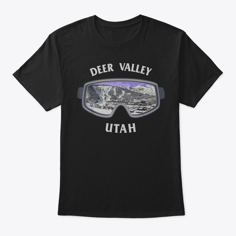 Deer Valley Utah Ski Snowboard T Shirt48 Black T-Shirt Front