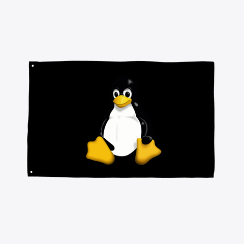 Tu X Linux Flag  Black T-Shirt Front