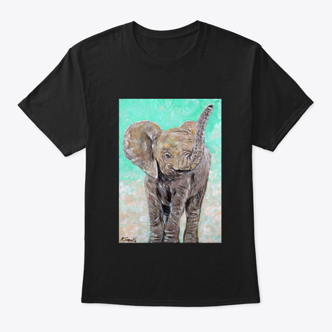 Baby Elephant Painting Black T-Shirt Front