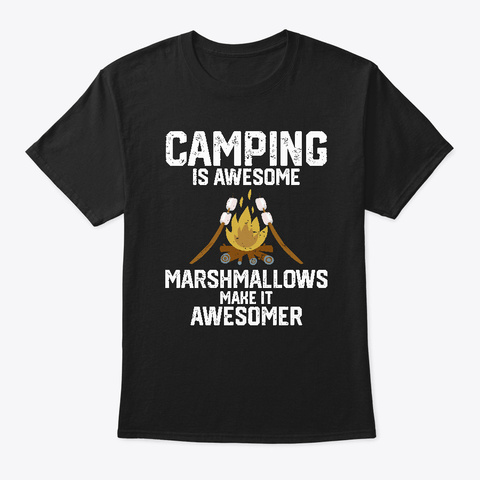 Camping Marshmallow Black Camiseta Front