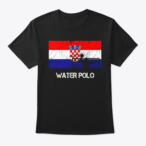 Croatia Flag Water Polo Black áo T-Shirt Front