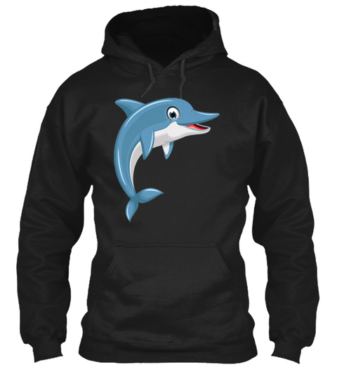 Dolphin Art T Shirt Black T-Shirt Front