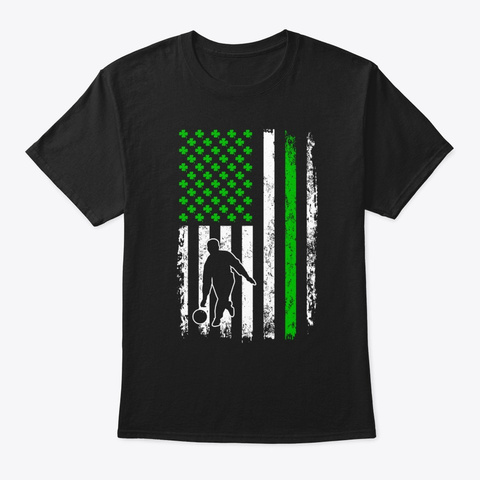  Flag Shamrock Irish T Shirt Bowling Black T-Shirt Front