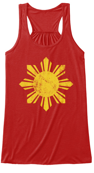 Philippines Star Filipino Vintage Tank Red T-Shirt Front